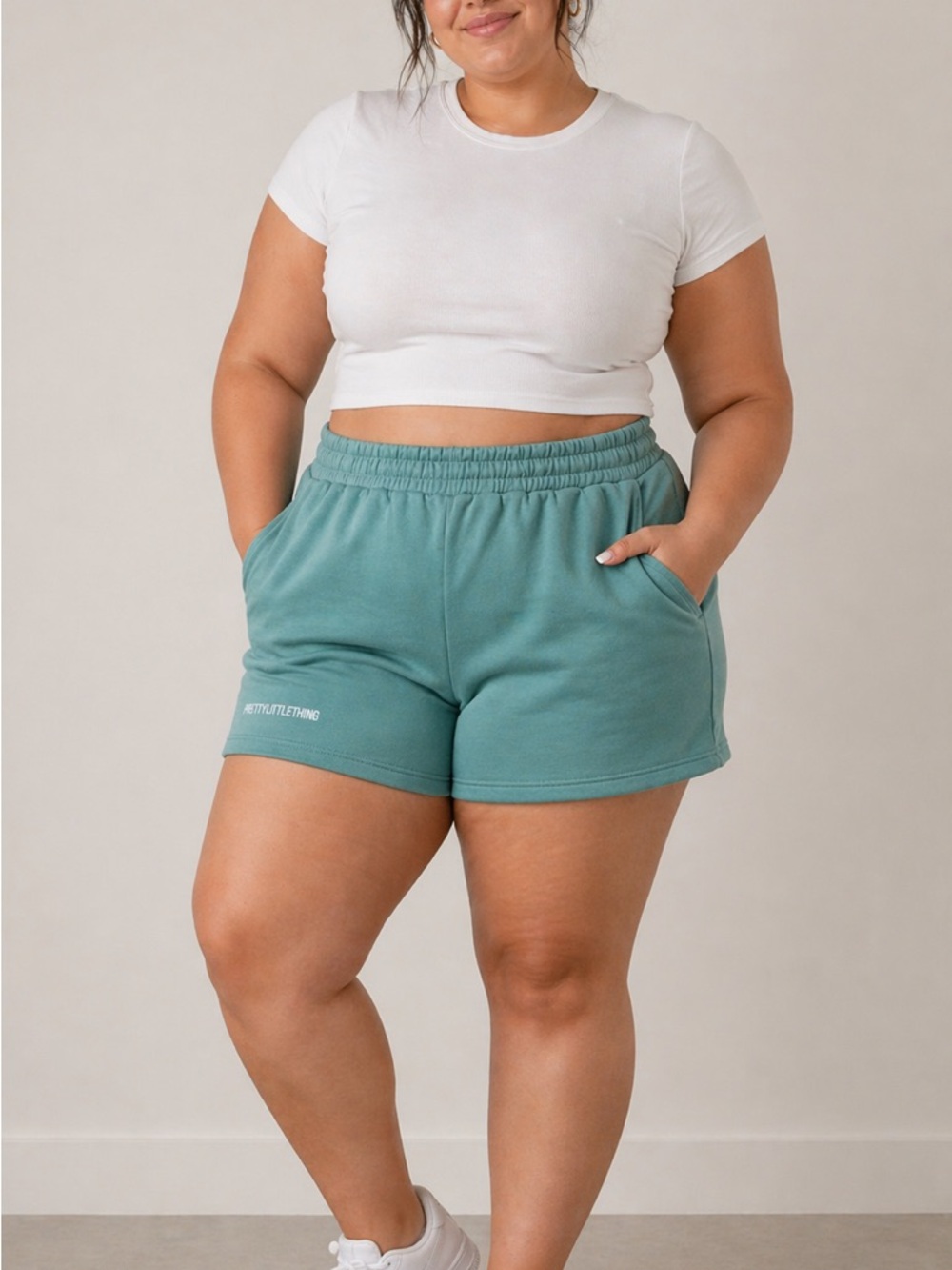 PrettyLittleThing Teal High-Rise Athletic Shorts